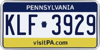 PA license plate KLF3929