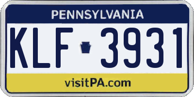 PA license plate KLF3931