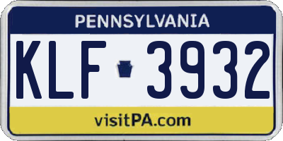 PA license plate KLF3932