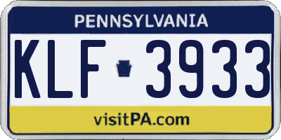 PA license plate KLF3933