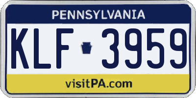 PA license plate KLF3959