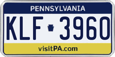 PA license plate KLF3960