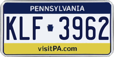 PA license plate KLF3962