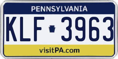 PA license plate KLF3963