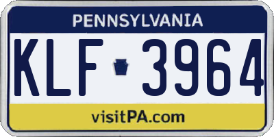 PA license plate KLF3964