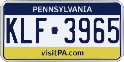PA license plate KLF3965