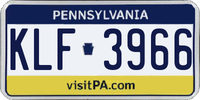 PA license plate KLF3966
