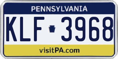 PA license plate KLF3968