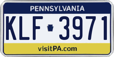 PA license plate KLF3971