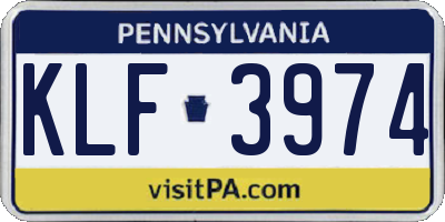 PA license plate KLF3974