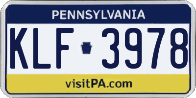 PA license plate KLF3978
