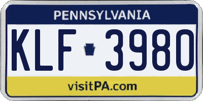 PA license plate KLF3980