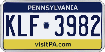 PA license plate KLF3982