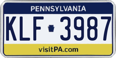 PA license plate KLF3987