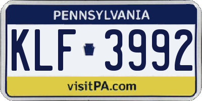 PA license plate KLF3992
