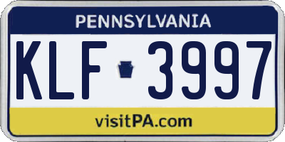 PA license plate KLF3997