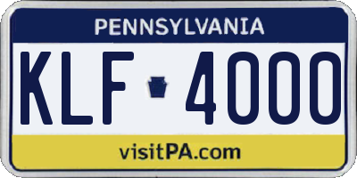 PA license plate KLF4000