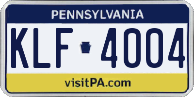 PA license plate KLF4004