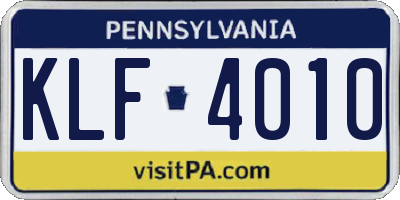 PA license plate KLF4010