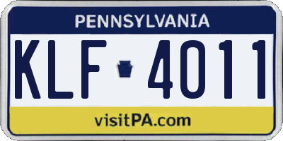 PA license plate KLF4011