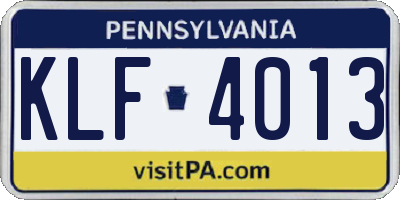 PA license plate KLF4013