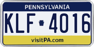 PA license plate KLF4016