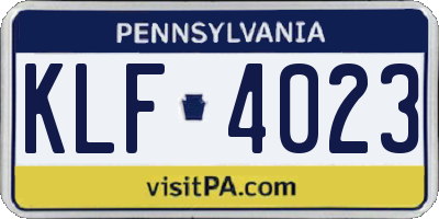 PA license plate KLF4023
