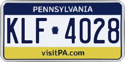 PA license plate KLF4028