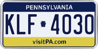 PA license plate KLF4030