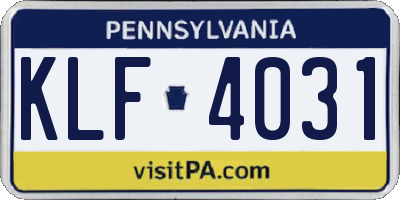 PA license plate KLF4031