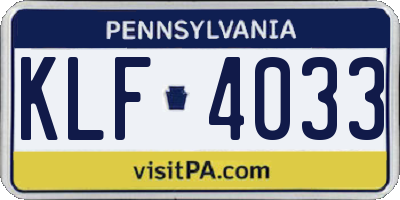 PA license plate KLF4033