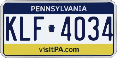 PA license plate KLF4034