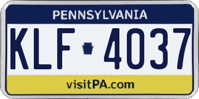 PA license plate KLF4037
