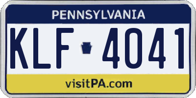 PA license plate KLF4041