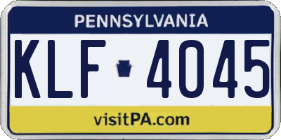 PA license plate KLF4045