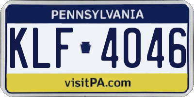 PA license plate KLF4046