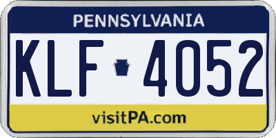 PA license plate KLF4052