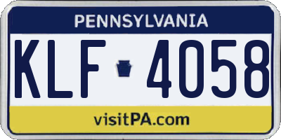 PA license plate KLF4058