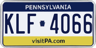 PA license plate KLF4066