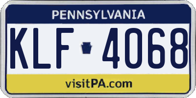 PA license plate KLF4068