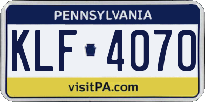 PA license plate KLF4070