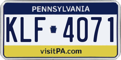 PA license plate KLF4071