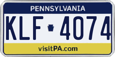 PA license plate KLF4074