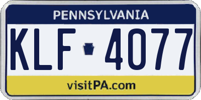PA license plate KLF4077