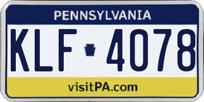PA license plate KLF4078