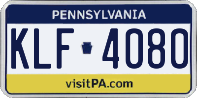 PA license plate KLF4080