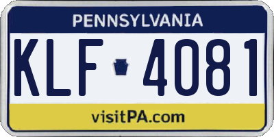 PA license plate KLF4081