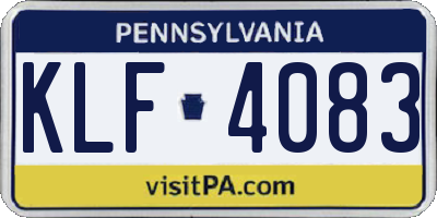 PA license plate KLF4083