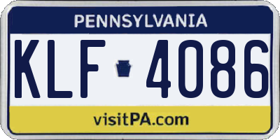 PA license plate KLF4086