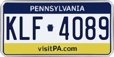 PA license plate KLF4089